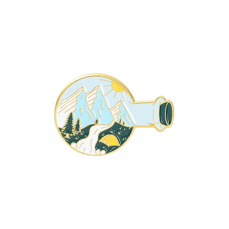 Outdoors Mountain Starry Night Enamel Pin Custom Wild Camping Hiking Brooches Bag Clothes Lapel Pin Adventure Badge Jewelry