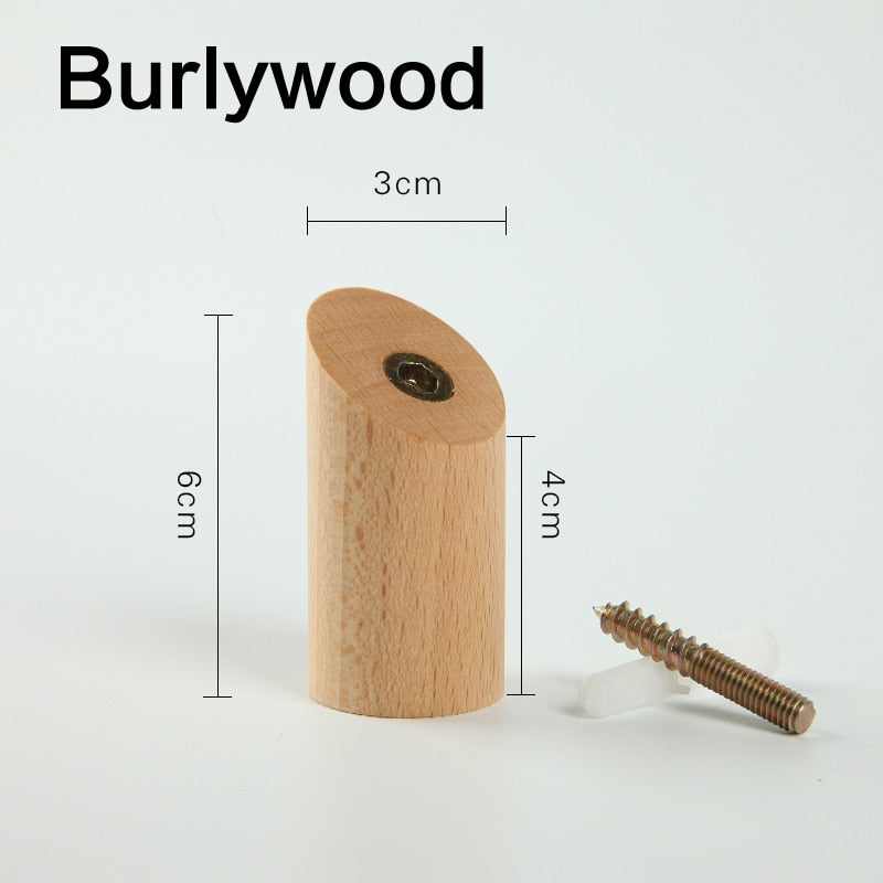 Natural Wood Clothes Hanger Wall Mounted Coat Hook Decorative Key Holder Hat Sca