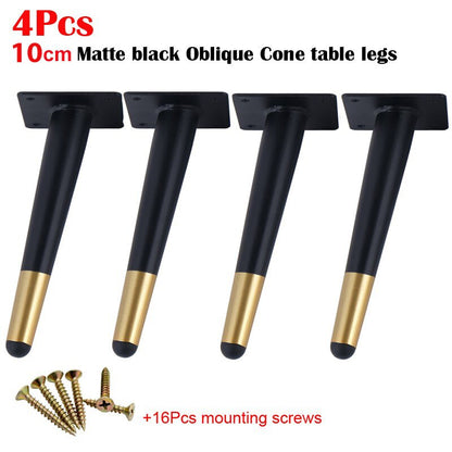 4Pcs Furniture Table Legs Black Gold Metal Tapered Feet for Sofa Cupboard Wardrobe TV Cabinet Chair 10-45cm With Mounting Screws