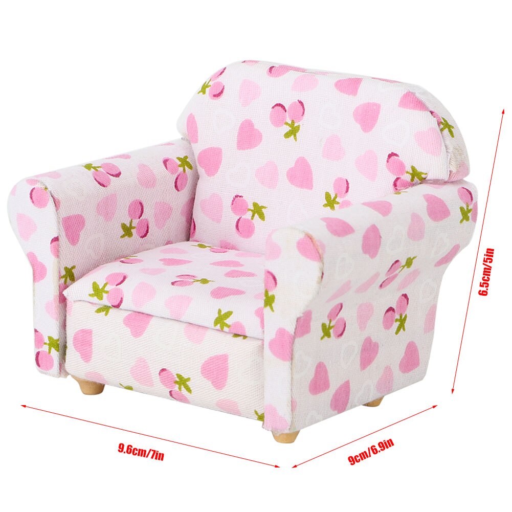 1/12 Miniature Sofa Simulation Dollhouse Sofa Living Room Furniture Children Doll House DIY Pretend Play Role Toys