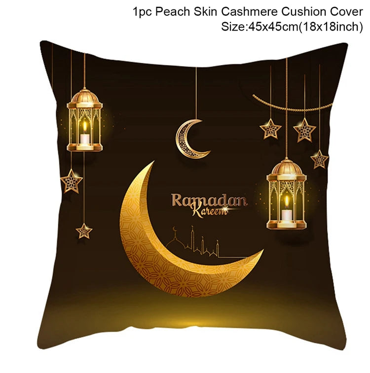 EID Mubarak Cushion Cover Ramadan Decoration for Home Ramadan Kareem Mubarak Muslim Islamic Party Supplies EID Pillowcase