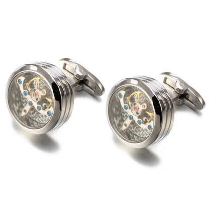 High Quality Movement Tourbillon Cufflinks for Mens Wedding Groom Mechanical Watch Steampunk Gear Cufflinks Relojes Gemelos