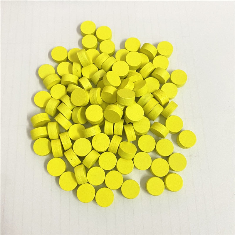100Pcs Diameter 10*5MM Pawn Wooden Game Pieces Colorful Pawn/Chess for Board Game/Educational Games Accessories