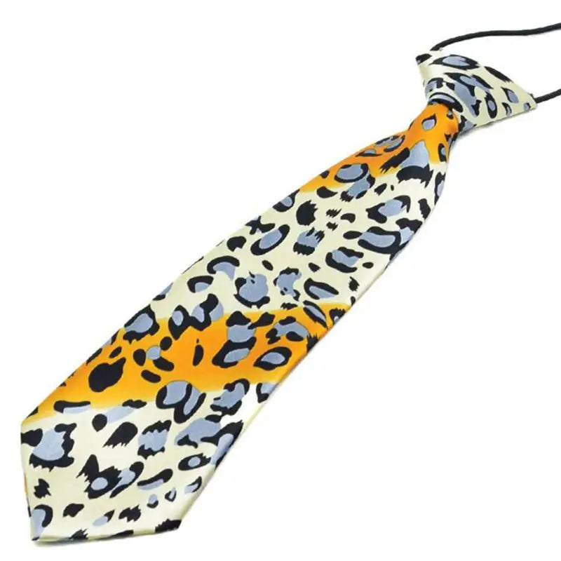 Pre-Tied Elastic Necktie Rainbow Stripes Leopard Apple Print Boys Kids Imitation Silk Ties Stage Performance Party Costume