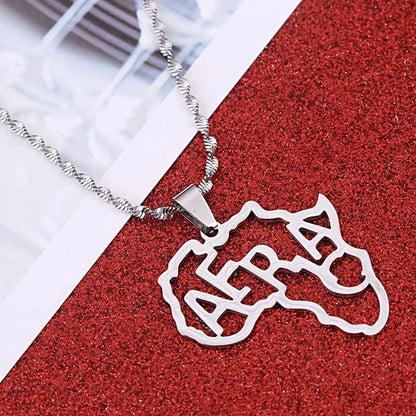 Africa Map Pendant Necklaces Heart African of Maps Jewelry Charms Gold Color Heart Map