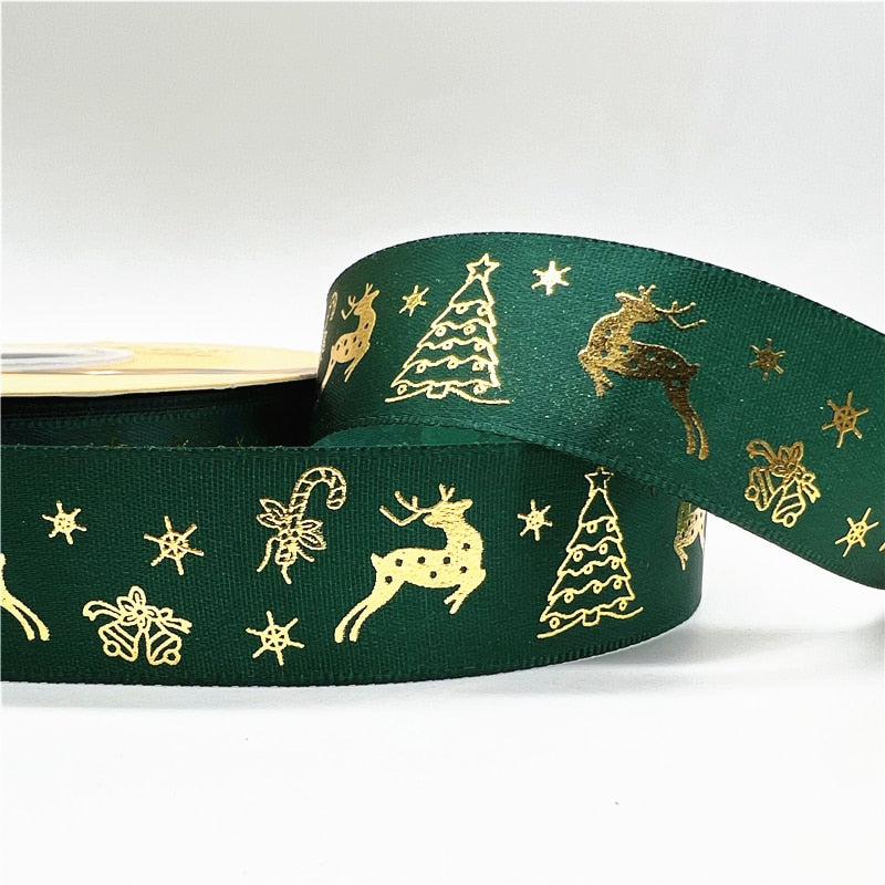 5yards 1inch 25mm Christmas Ribbon Printed Christmas Polyester Ribbon for Handmade Design Christmas Decoration DIY