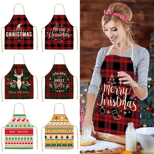 Linen Merry Christmas Apron Christmas Decorations for Home Kitchen Accessories Natal Navidad 2023 New Year Christmas