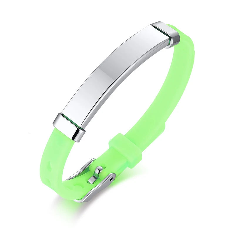 Personalized Rubber Silicone Bracelet ID Kids Baby Bracelet Bangle Adjustable Slide Custom Name for Children Women Men Boy