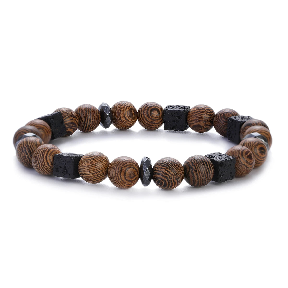 8mm New Natural Wood Beads Bracelets Men Black Ethinc Meditation White Bracelet Women Prayer Jewelry Yoga Bracelet Homme