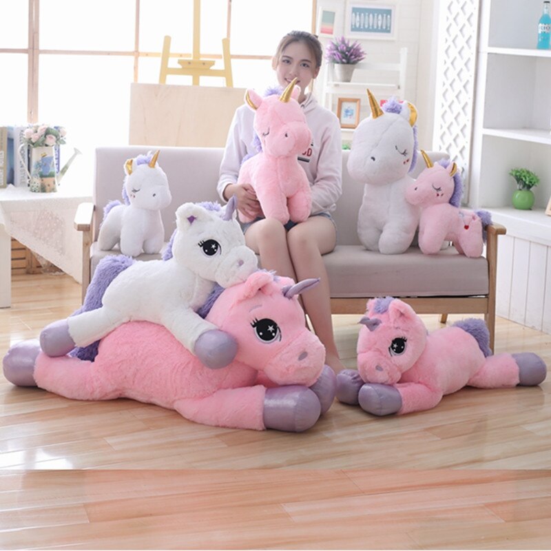 Giant Size 110/60cm Kawaii Unicorn Plush Toy Soft Stuffed Popular Cartoon Doll Animal Horse High Quality Toys for Children Girls