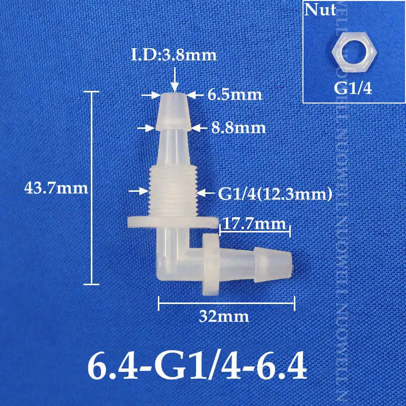 5~200pcs M6 M8 G1/8~g1/2 Thread to 2-12mm PP Bulkhead Union Elbow Connectors Hex Nut Aquarium Fish Tank Air Pump Hose Connector