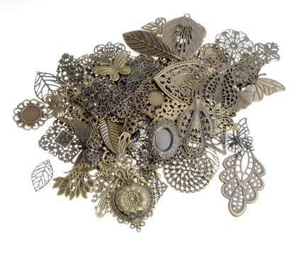 30Pcs Antique Bronze Mixed Metal Filigree Wraps Connectors Metal Crafts Decoration DIY