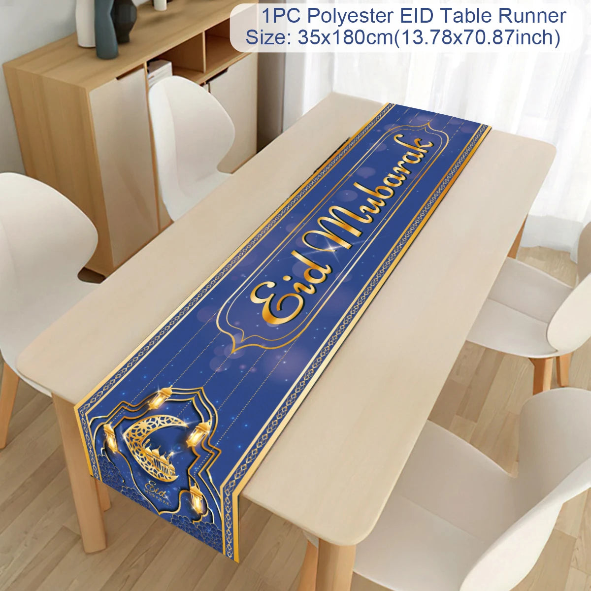 Ramadan Decor Table Runner EID Mubarak Decoration 2024 for Home Tablecloth Ramadan Kareem Islamic Muslim Party Eid Al Adha