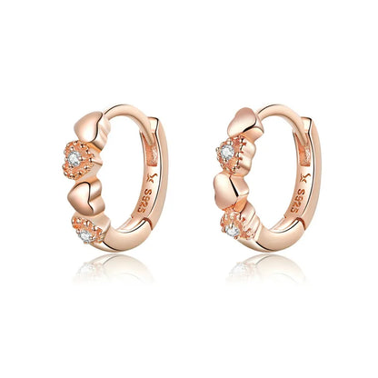BAMOER 925 Sterling Silver Heart to Heart Hoop Earrings Silver for Women Sterling Silver Jewelry Valentine's Day