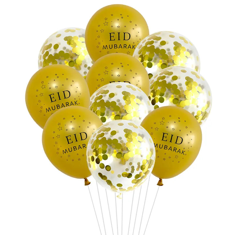 10pcs Eid Mubarak Latex Balloon Balloons Ramadan Kareem Decoration Ramadan Mubarak Muslim Islamic Festival Party DIY Decorations