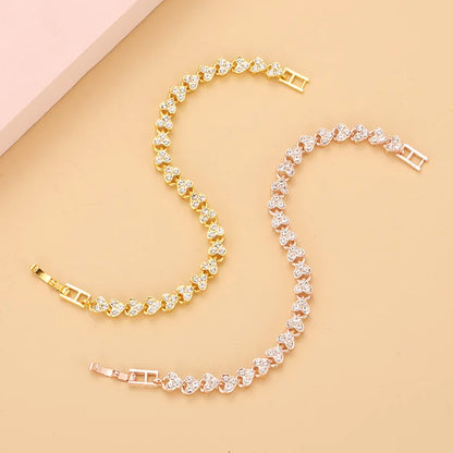 Women Silver Color Rose Gold Bracelet for Female Pulseras Crystal Heart Charm Bracelet Women Bridal Wedding Fine Jewelry