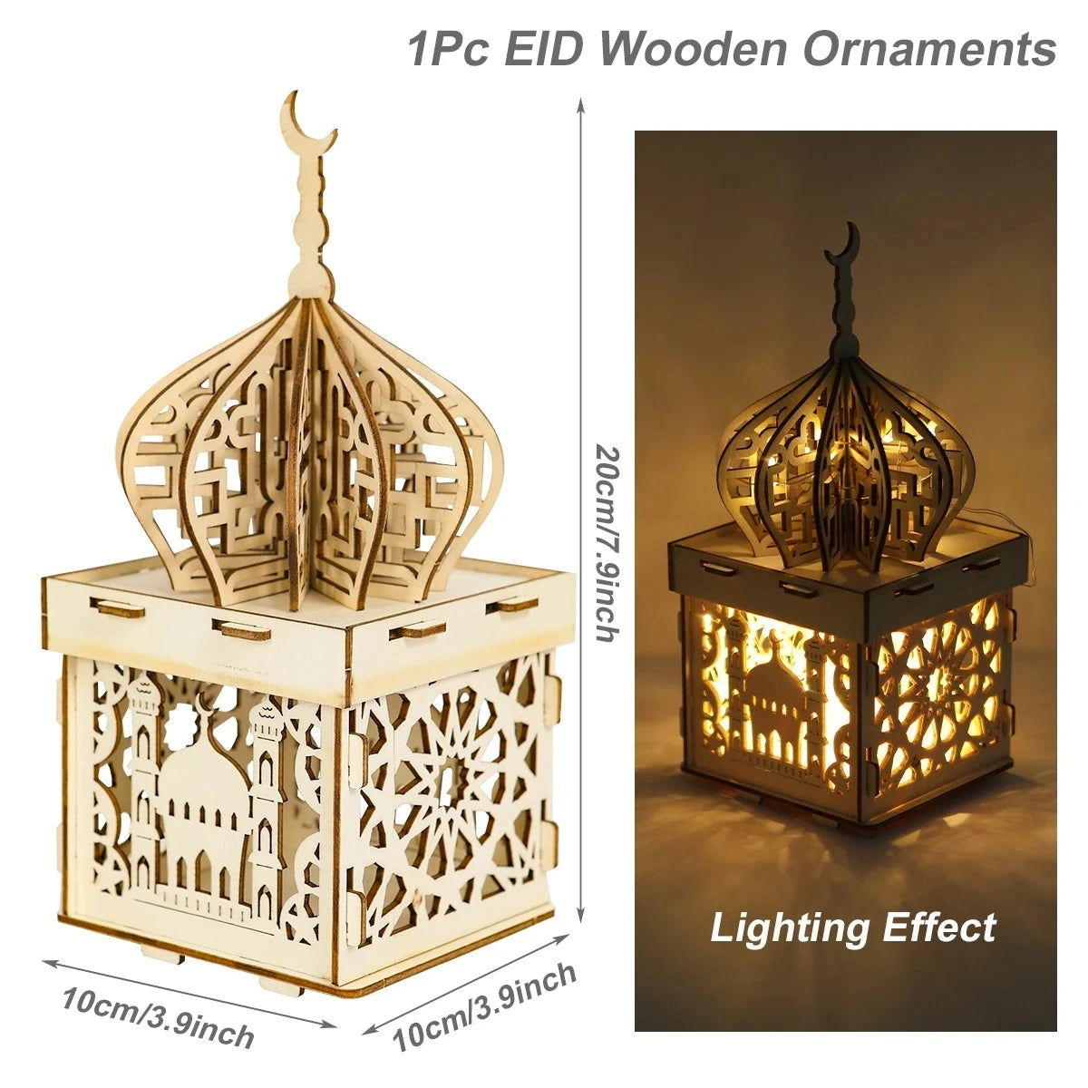 Wooden Palace Ornament Ramadan Decoration for Home 2024 Aid Eid Mubarak Ramadan Kareem Islamic Muslim Festival Party Decor
