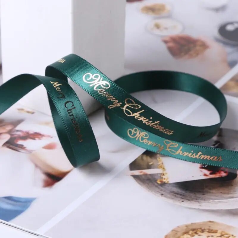 10Yards Christmas Decoration Ribbon DIY Handmade Printed  Polyester Party Christmas Wedding Party Packing Gilding Ribbon