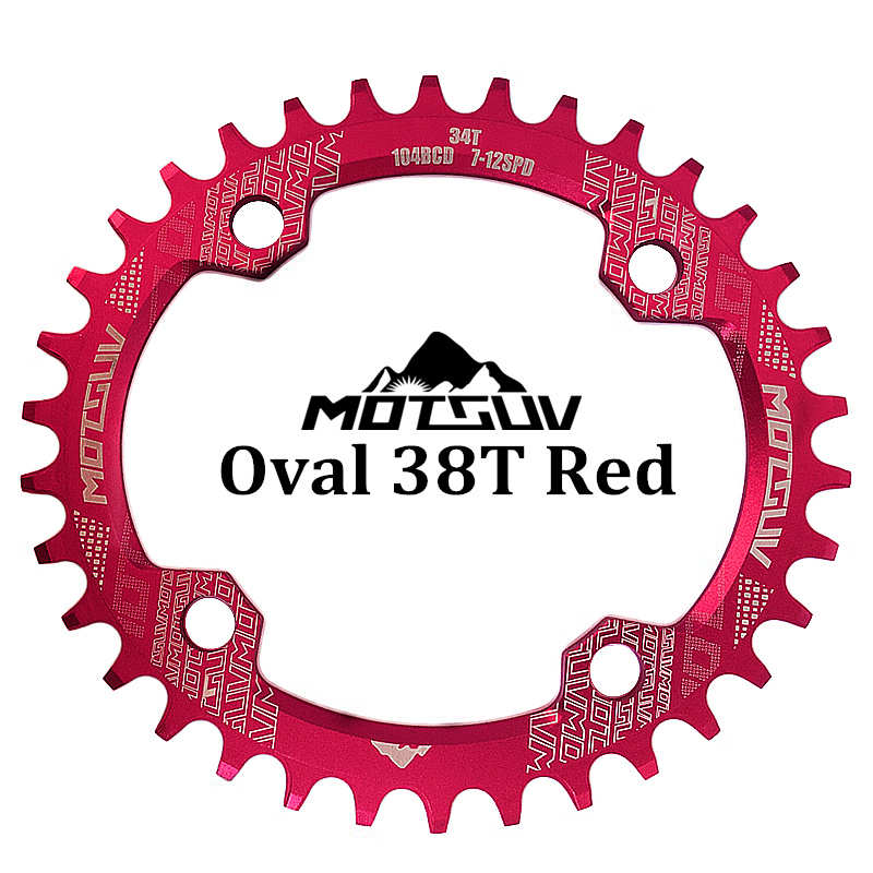 MOTSUV Bicycle Crank 104BCD 32t/34t/36t/38t Oval Chainring Narrow Wide MTB Bike Chainwheel Circle Crankset Plate Bicycle Parts