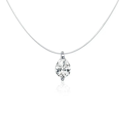 Bamoer Silver Invisible Chain Necklaces Pendants Rhinestone Choker Necklaces Transparent Fishing Line Collier Femme SCN332
