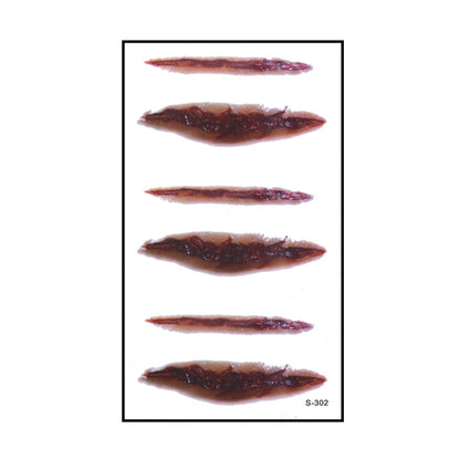 6pcs Halloween Bloody Wound Tattoo Stickers Trick Scary Waterproof Temporary Tattoo DIY Fake Tattoo Halloween Party Decoration