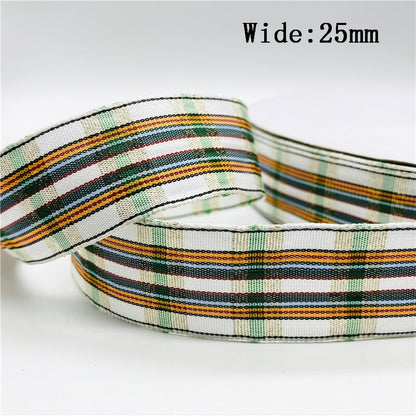 5yards/Lot 25mm Plaid Ribbon Christmas Decor Ribbon for Handmade Design Christmas Decoration DIY