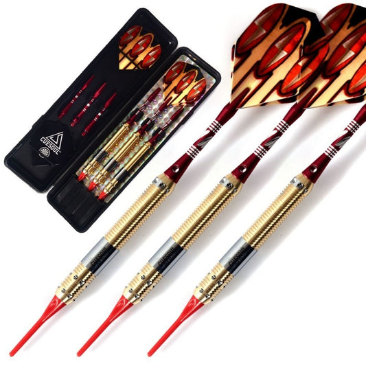 CUESOUL Soft Tip Darts Set With Golden 16g Dart Barrels Eye-Catched,Red  Aluminium Dart Shafts for Dardos Electronico