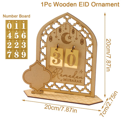 Ramadan Countdown Calendar Eid Mubarak Wooden Ornament 2024 Ramadan Decoration for Home Islam Muslim Party Decor Ramadan Kareem