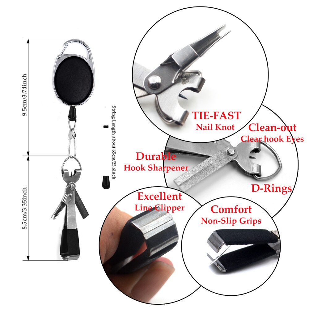 MNFT Pro Fast Tie Fishing Quick Knot Tool Nail Knotter Tying Line Cutter Clipper Nipper W/ Zinger Retractor Tackle Accessories