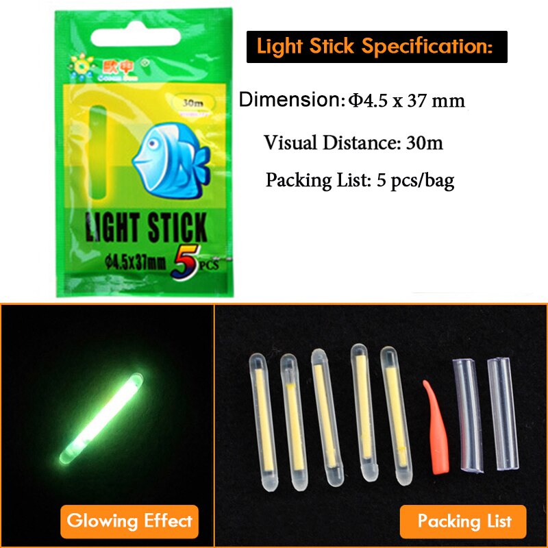 WLPFISHING Lightstick (25pcs or 10pcs) 5bags/Lot Fishing Float Electic Floaters Luminous Light Stick Fluorescent Glowing Stick
