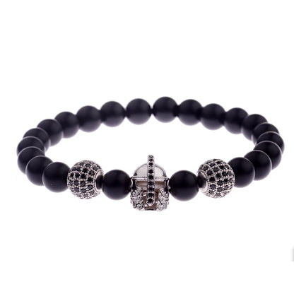 DOUVEI Round Black CZ Zircon Pave Lava Weaving Bracelet Men Beads Weaving Bracelet Homme Adjustable ABL005