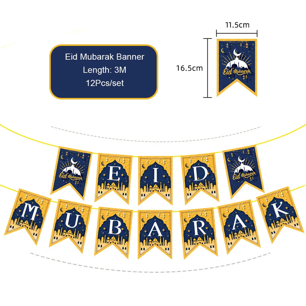 Ramadan Decoration Party Supplies EID Mubarak Paper Plate Cup for Ramadan Mubarak EID Party Home Decoration Islam Muslim Party