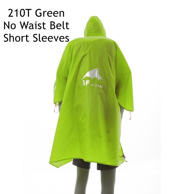 3F UL Gear Single Person Poncho Ultralight Hiking Cycling Raincoat Outdoor Awning Camping  15D Silicone 210T