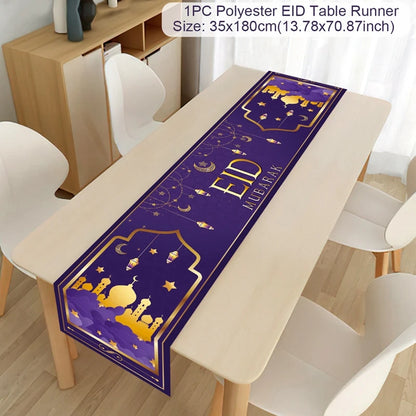 Ramadan Decoration Table Runner EID Mubarak Decor for Home Tablecloth Ramadan Kareem Islamic Muslim Party Eid Al Adha