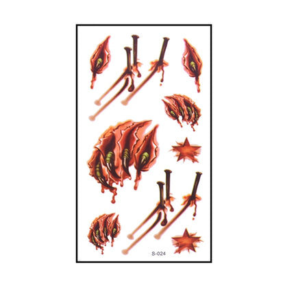 6pcs Halloween Bloody Wound Tattoo Stickers Trick Scary Waterproof Temporary Tattoo DIY Fake Tattoo Halloween Party Decoration
