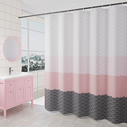 Nordic Shower Curtain Geometric Color Block Bath Curtains Bathroom for Bathtub Bathing Cover Extra Large Wide 12pcs Hooks