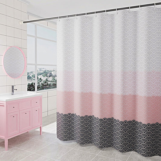 Nordic Shower Curtain Geometric Color Block Bath Curtains Bathroom for Bathtub Bathing Cover Extra Large Wide 12pcs Hooks