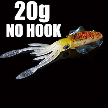 SUNMILE Fishing Soft Squid Lure 20g/60g/80g/100g/120g/150g Luminous/Uv Squid Jig Fishing Lures for Sea Fishing Wobbler Bait