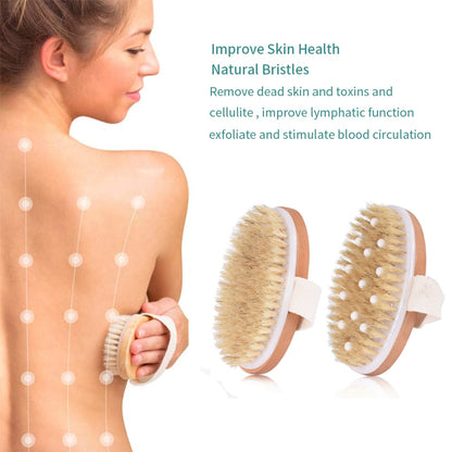 TREESMILE Natural Bristle Bath Brush SPA Woman Man Skin Care Dry Body Brush D40
