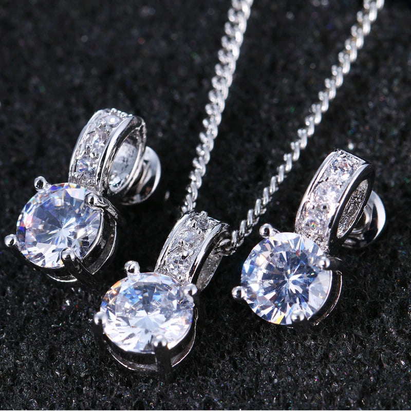 Emmaya Bridal Jewelry Sets Female Jewellery With Zircon Set of Earrings Pendant Necklaces Party for Woman