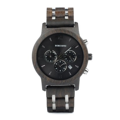 BOBO BIRD Wooden Men Watches Relogio Masculino Top Brand Luxury Stylish Chronograph Military Watch Great for Man OEM