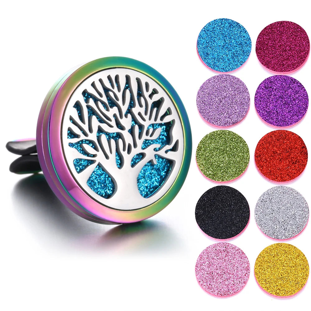 New Aromatherapy Jewelry Car Perfume Air Freshener Car Clip Tree of Life Aroma Essential Oil Diffuser Necklace Locket Pendants