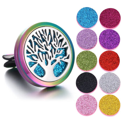 New Aromatherapy Jewelry Car Perfume Air Freshener Car Clip Tree of Life Aroma Essential Oil Diffuser Necklace Locket Pendants