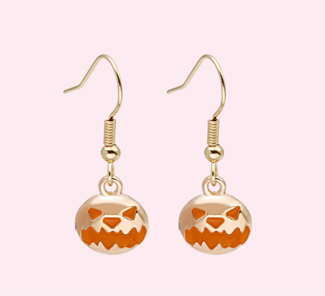 Pumpkin Earring, Minimalist Ghost Earrings, Halloween, Handmade Jewelry, Witch Earrings