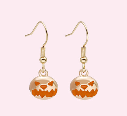 Pumpkin Earring, Minimalist Ghost Earrings, Halloween, Handmade Jewelry, Witch Earrings