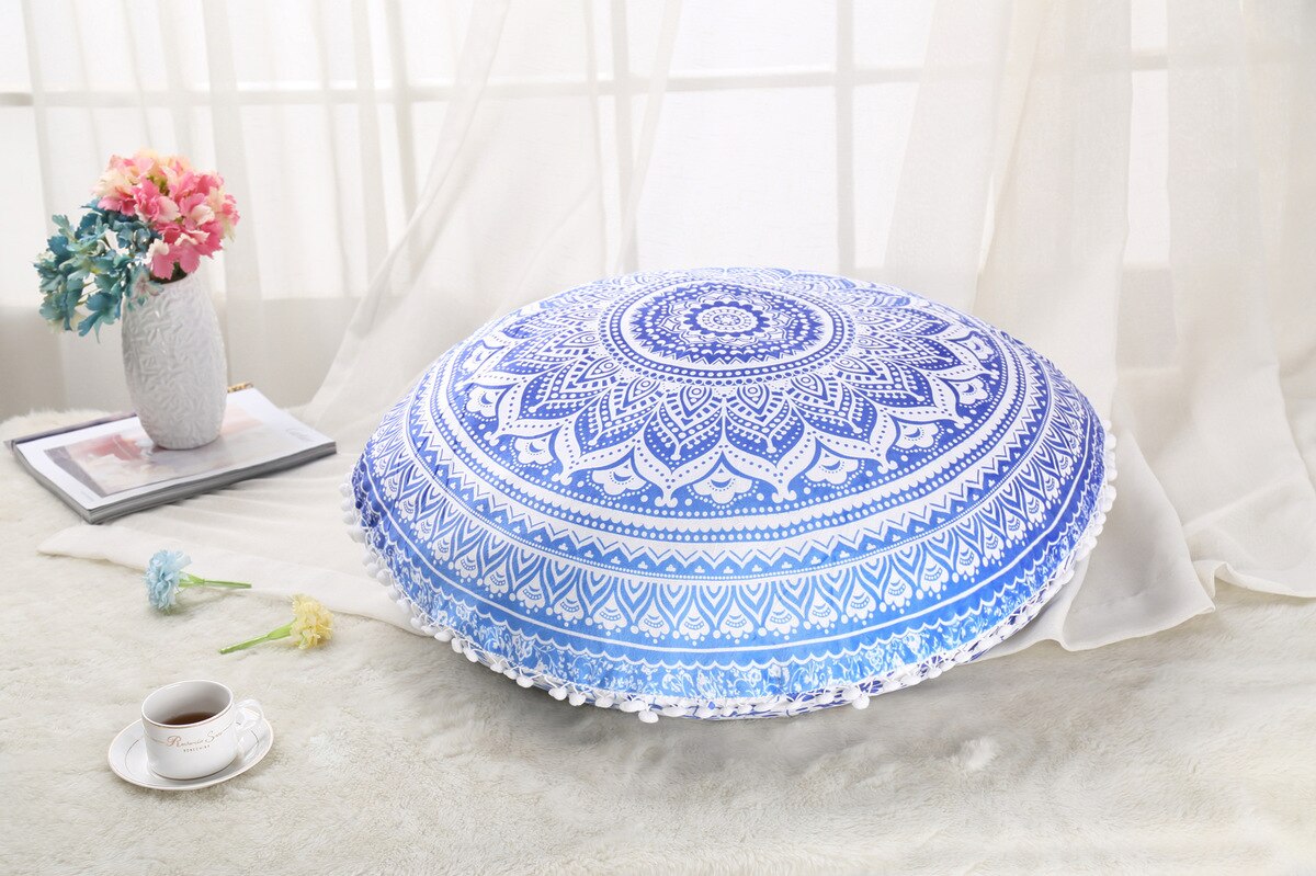 Colorful Mandala Floor Pillows Ottoman Round Bohemian Meditation Cushion Pillow Pouf48