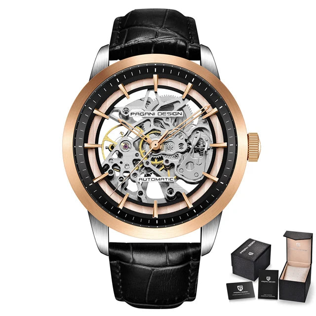 PAGANI DESIGN Brand 2019 Skeleton Hollow Leather Men's Wrist Watches Luxury Mechanical Male Clock New Relogio Masculino
