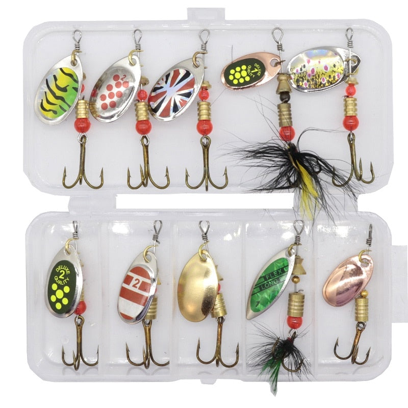 10pcs/Lot LUSHAZER Fishing Spoon Lures Spinner Bait 2.5-4g Fishing Wobbler Metal Baits Spinnerbait Isca Artificial With Box