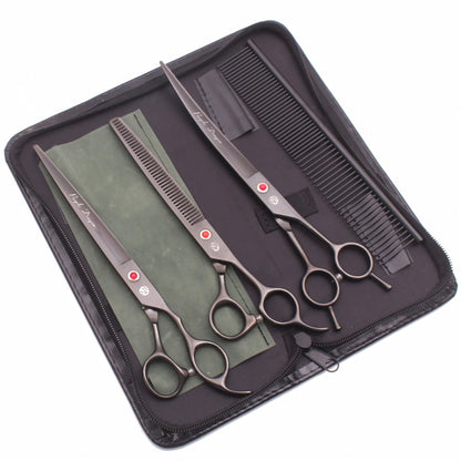 Purple Dragon 8" Stainless Dog Scissors Kit Straight Shears Thinning Shears Curved Shears Pet Scissors Grooming Scissors Z3005