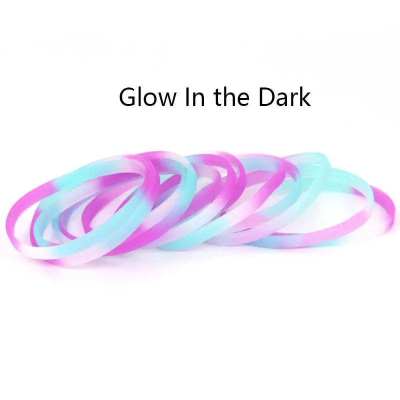 5 Pieces Mix Color Fitness Wristband Rubber Silicone Men's Women's Children's Bracelet for Man Jewelry Glow in the Dark